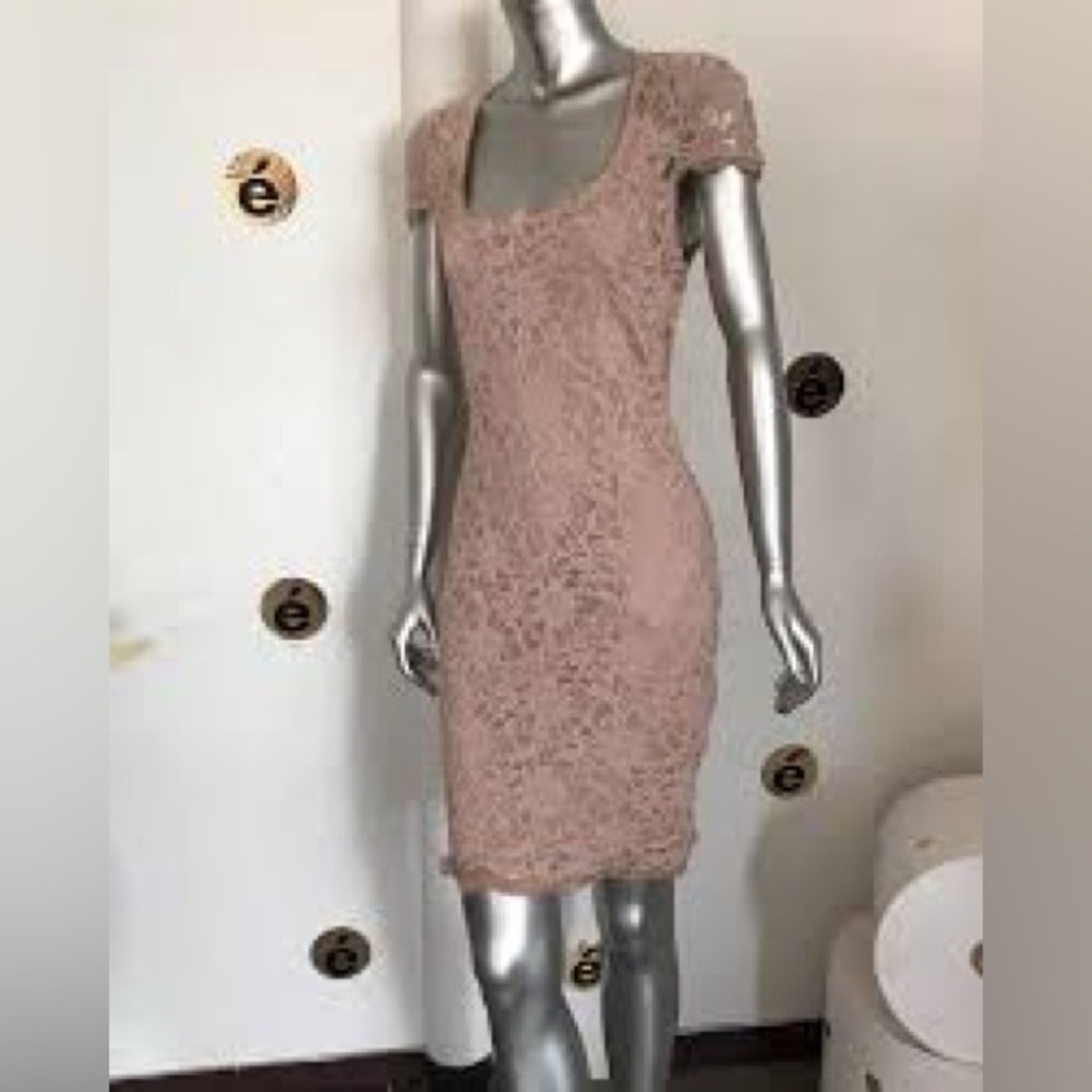 Jump Lace Mini Dress in Taupe